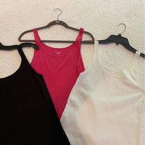 Trio of Eileen Fisher cotton tank tops.